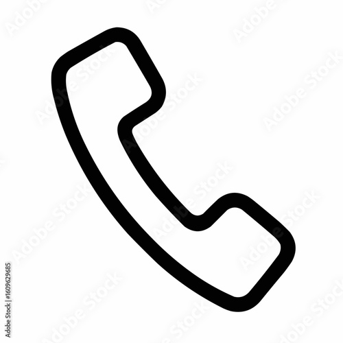 Telephone receiver icon in simple line art style  
