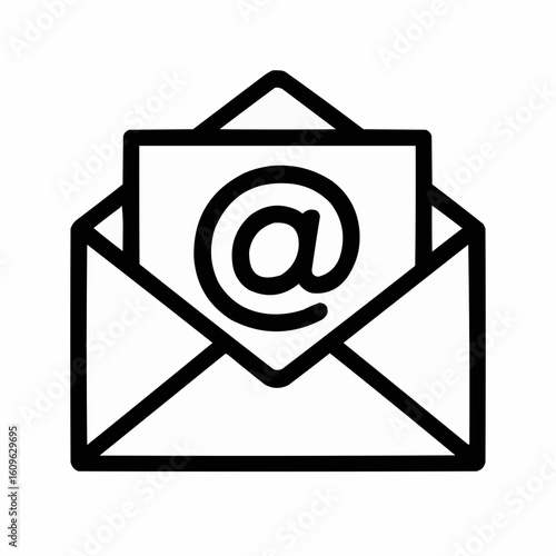 Email envelope icon with at symbol for digital communication  