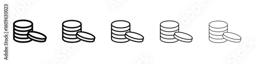 Money coin icon. Thin line icons collection for web ui.