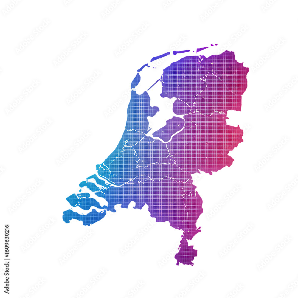 Obraz premium Netherlands digital tech gradient map