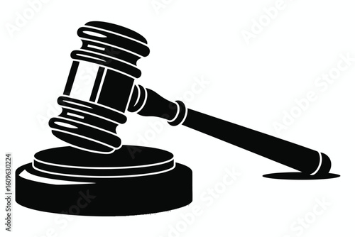 Gavel Silhouette Vector Illustration – Justice, Law, and Courtroom Symbol for Legal Design Concepts