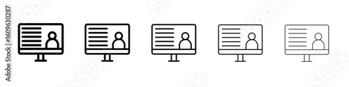 Online course icon. Thin line icons collection for web ui.