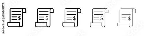 Receipt icon. Thin line icons collection for web ui.