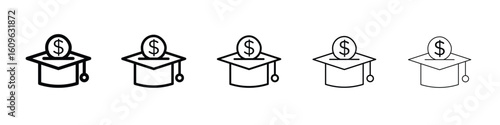 Scholarship fund icon. Thin line icons collection for web ui.