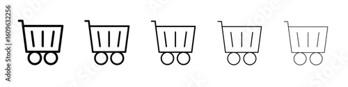 Shopping trolley icon. Thin line icons collection for web ui.