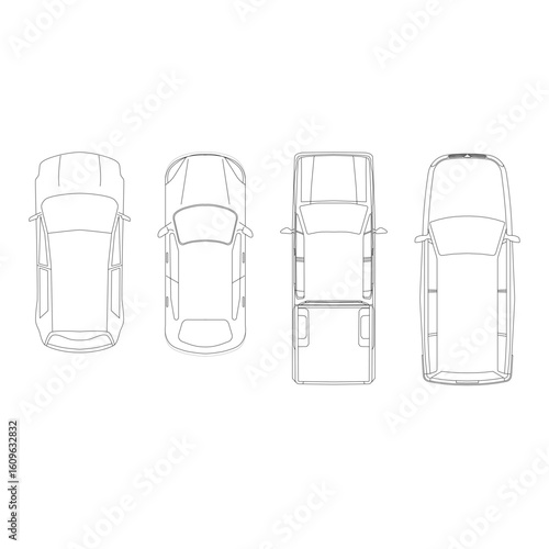 Vector illustration of vehicle car drawings
