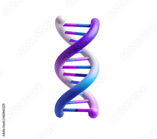 3D DNA icon vector, on a transparent background in a cutout style.