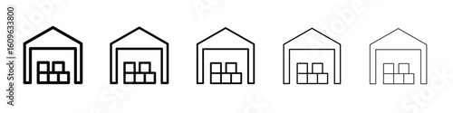 Warehouse icon. Thin line icons collection for web ui.