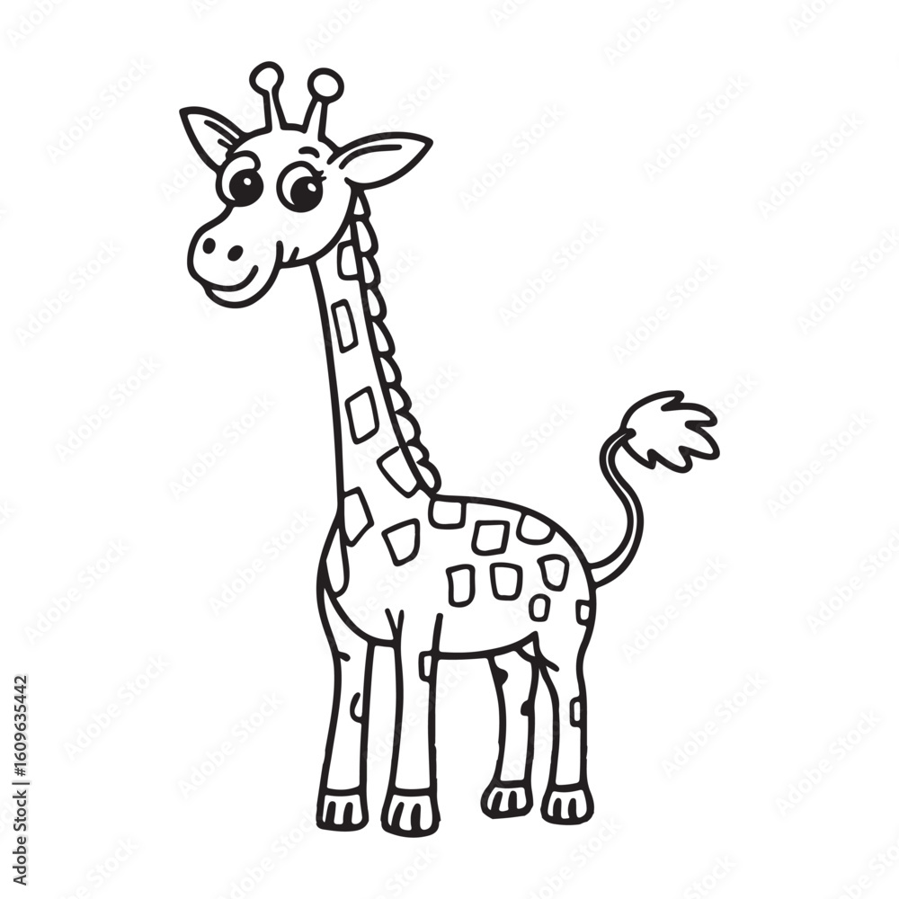 Fototapeta premium A drawing of a giraffe line art illustration