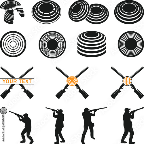 Clay Target Shooting Silhouette Collection, Clay Pigeon Shooting Clipart Set, Clay Shooting Svg, Clay Targets and Shotgun Shells SVG, Trapshooting Cricut Silhouette,