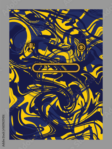 Abstract fluid art style jersey with trophy and emblem elements