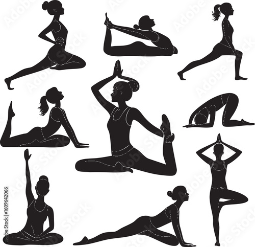 yoga silhouettes set