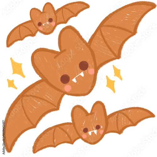 Bat cartoon with pencil colors, halloween cartoon