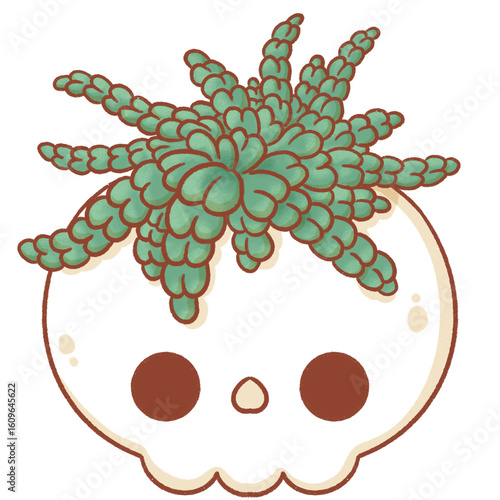 Cute plant in skull, halloween decoration