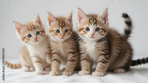 Kittens playing on white background
