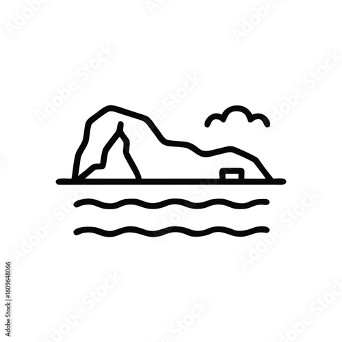 Minimalist icon a coastal landscape with a cave water lagoon ocean