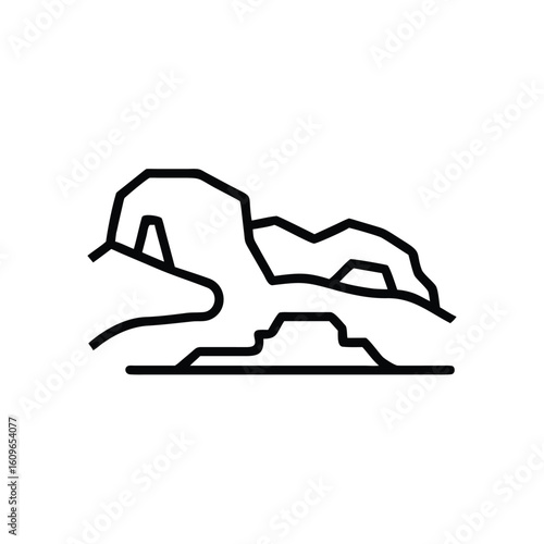 Outline graphic desert canyon landscape with layered rock formations vector