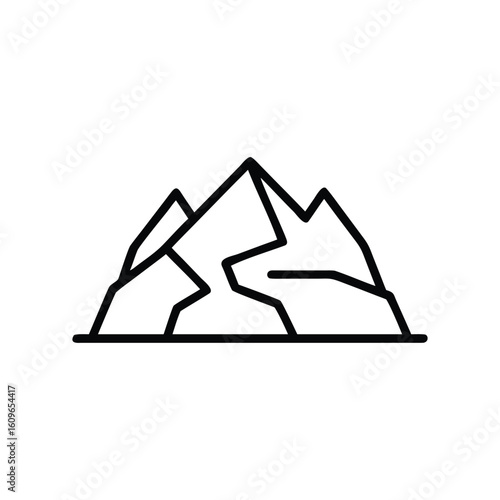 Outline graphic jagged mountain peaks on a summit nature