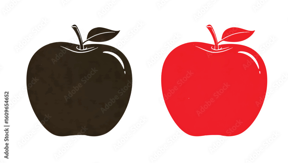 Fototapeta premium Contrast and Color Illustration of Two Apples One Red One Brown Fresh Fruit Concept