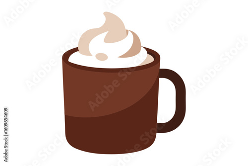 Winter Hot Chocolate Mug with Marshmallow Topping Clipart