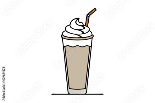 Refreshing Iced Coffee in Tall Glass Vector for Cafe Design