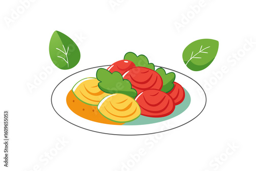 Italian Gnocchi Meal Vector with Parmesan and Tomato Sauce