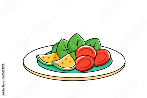 Italian Gnocchi Platter with Pesto and Tomato Sauce Vector