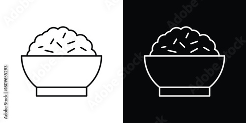 Bowl rice icon design vector art Illustrations