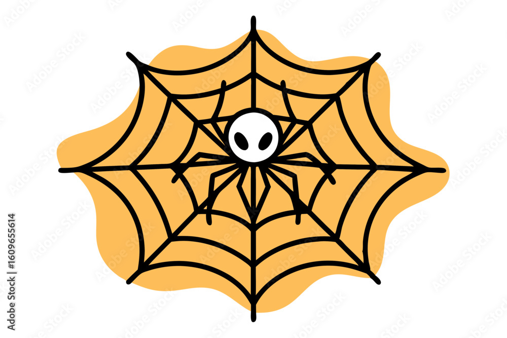Fototapeta premium Detailed Creepy Spider Web Halloween Line Art Illustration