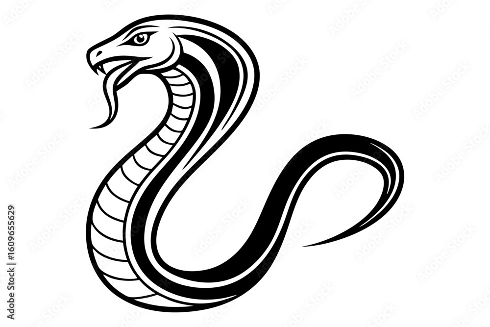 Naklejka premium Traditional Naga Snake Line Art for Cultural Illustrations