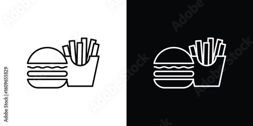 Burger Fries icon design vector art Illustrations