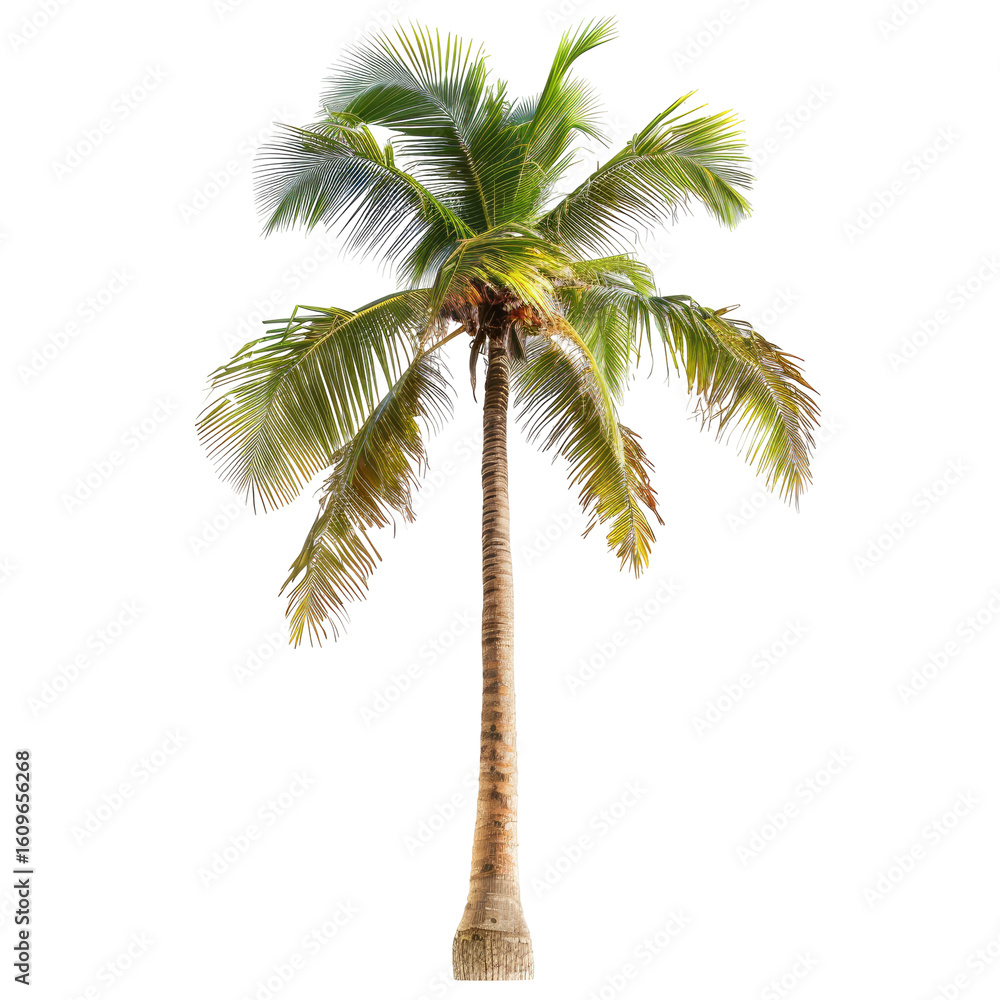 Fototapeta premium Isolated tropical palm tree with vibrant green fronds