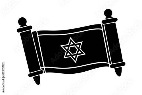 Torah Scroll Silhouette Vector for Hanukkah Religious Design