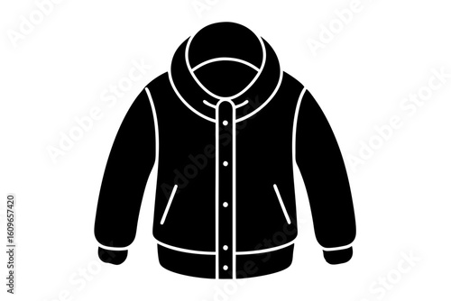 Winter Jacket Icon Vector Silhouette for Cold Weather Clothing