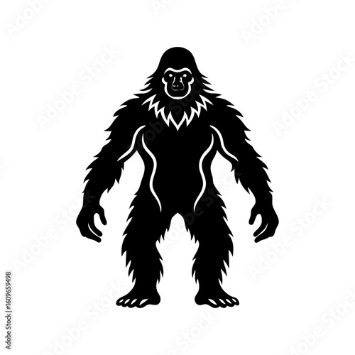 original bigfoot silhouette 10 pc design set black vector illustration