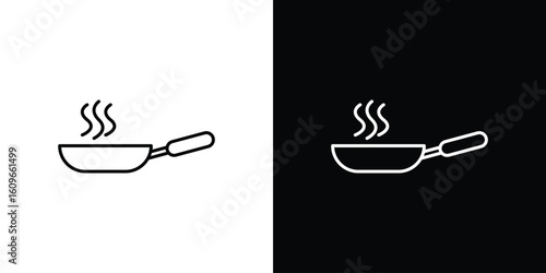 Pan frying icon design vector art Illustrations