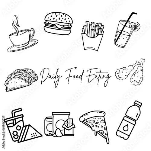 fast food icons set Daily eating
