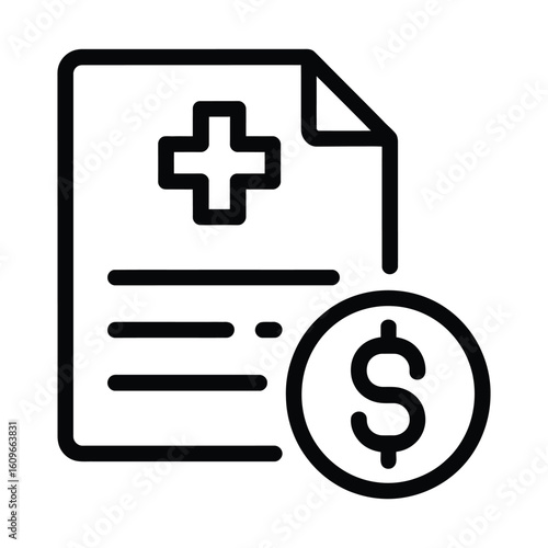 Medical Bill and Payment Icon: Healthcare Cost and Expense Management Vector