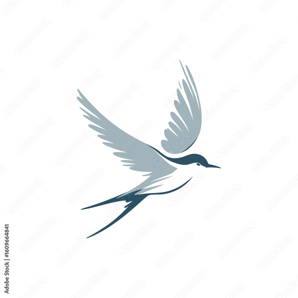 Obraz premium A graceful bird in mid-flight, showcasing its elegant wings against a minimalist background