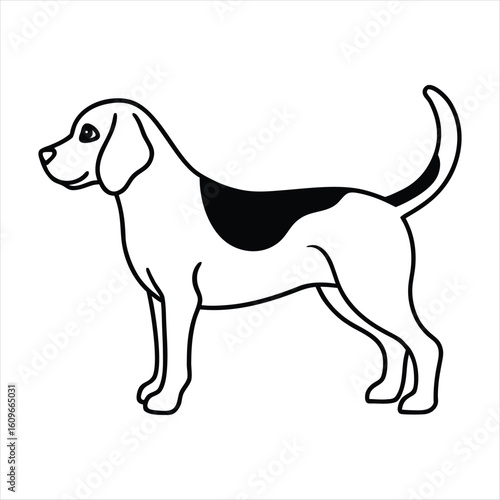 Wallpaper Mural Simple line drawing of a beagle dog standing profile Torontodigital.ca
