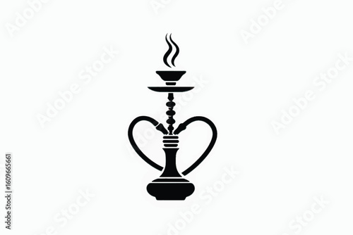 Elegant hookah silhouette smoking pipe oriental tradition vector illustration design element for logos posters or prints perfect for relaxation themes