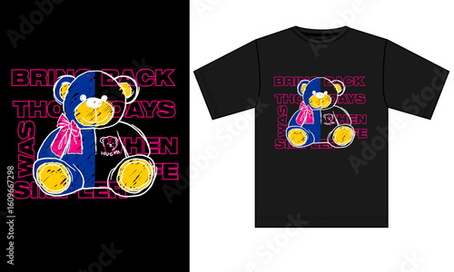 simple life slogan bear t shirt design,bear streetwear t shirt design