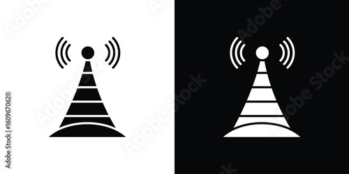 Broadcast tower icon. Vector illustration. Flat design.