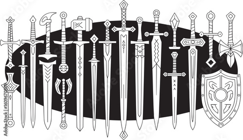 "High-Detail Fantasy Vector Pack – Swords, Hammers, Magic Staffs & Shields in RPG Style"