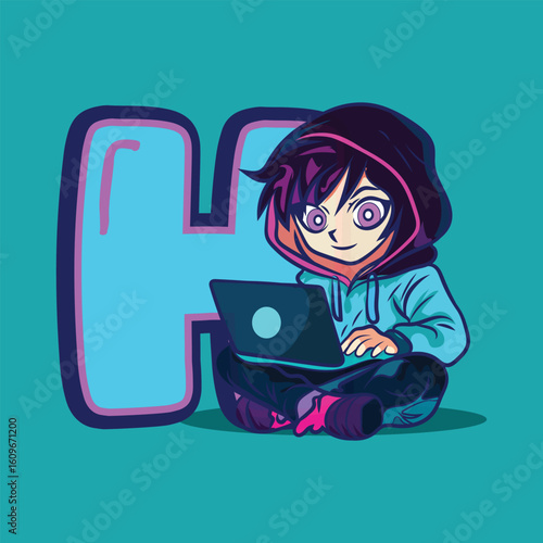 Illustration a hacker attack in web