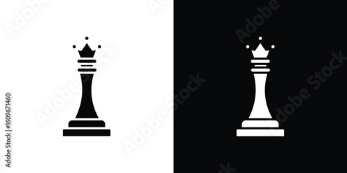 Chess queen icon. Vector illustration. Flat design.