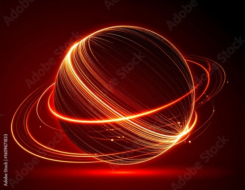 Abstract sphere with fiery orbits