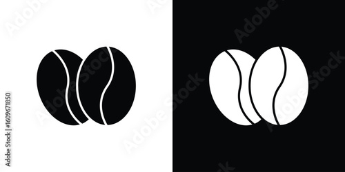 Coffee beans icon. Vector illustration. Flat design.