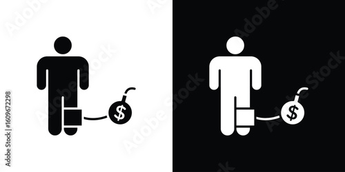 Debt icon. Vector illustration. Flat design.