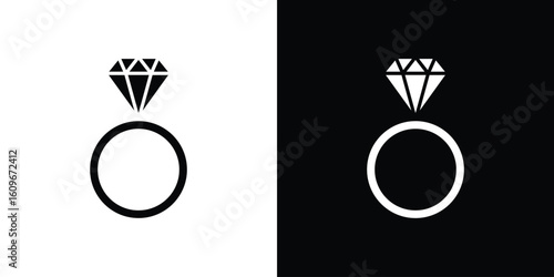 Diamond ring icon. Vector illustration. Flat design.